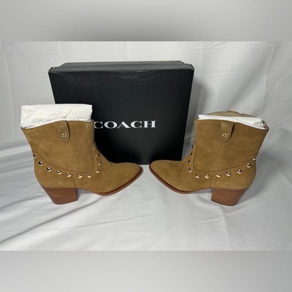 New Authentic Coach Women’s Paline Suede Bootie in Coconut Color Boots Sz 6 NIB - Picture 4 of 10